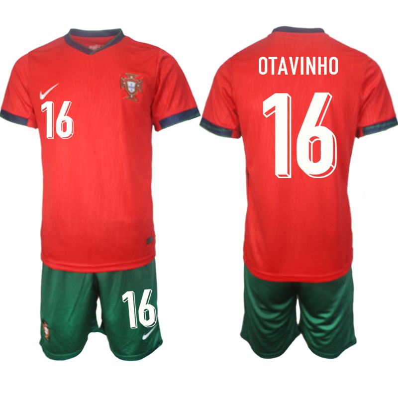 Men 2024-2025 Season Portugal home red #16 Soccer Jersey->customized soccer jersey->Custom Jersey